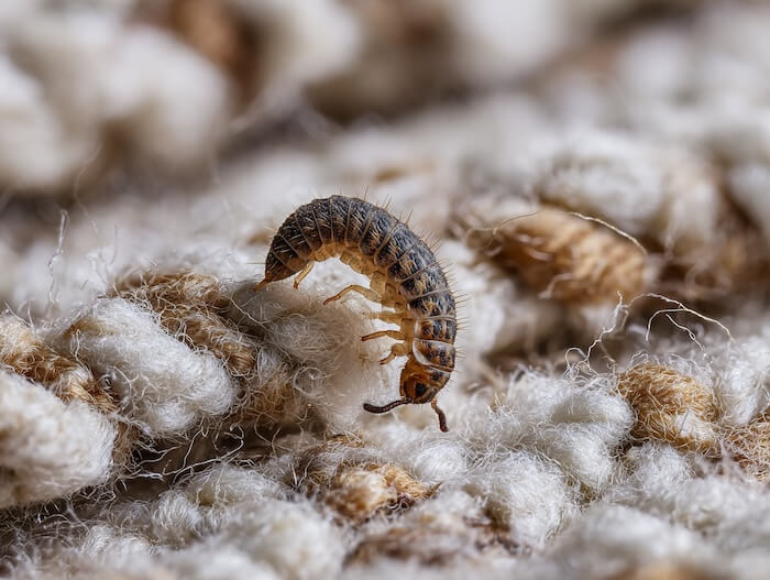 Carpet beetle larvae identification image – professional carpet beetle treatment