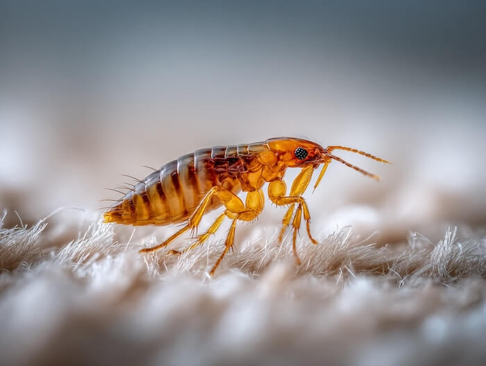 Close-up magnified image of a flea – professional flea treatment available